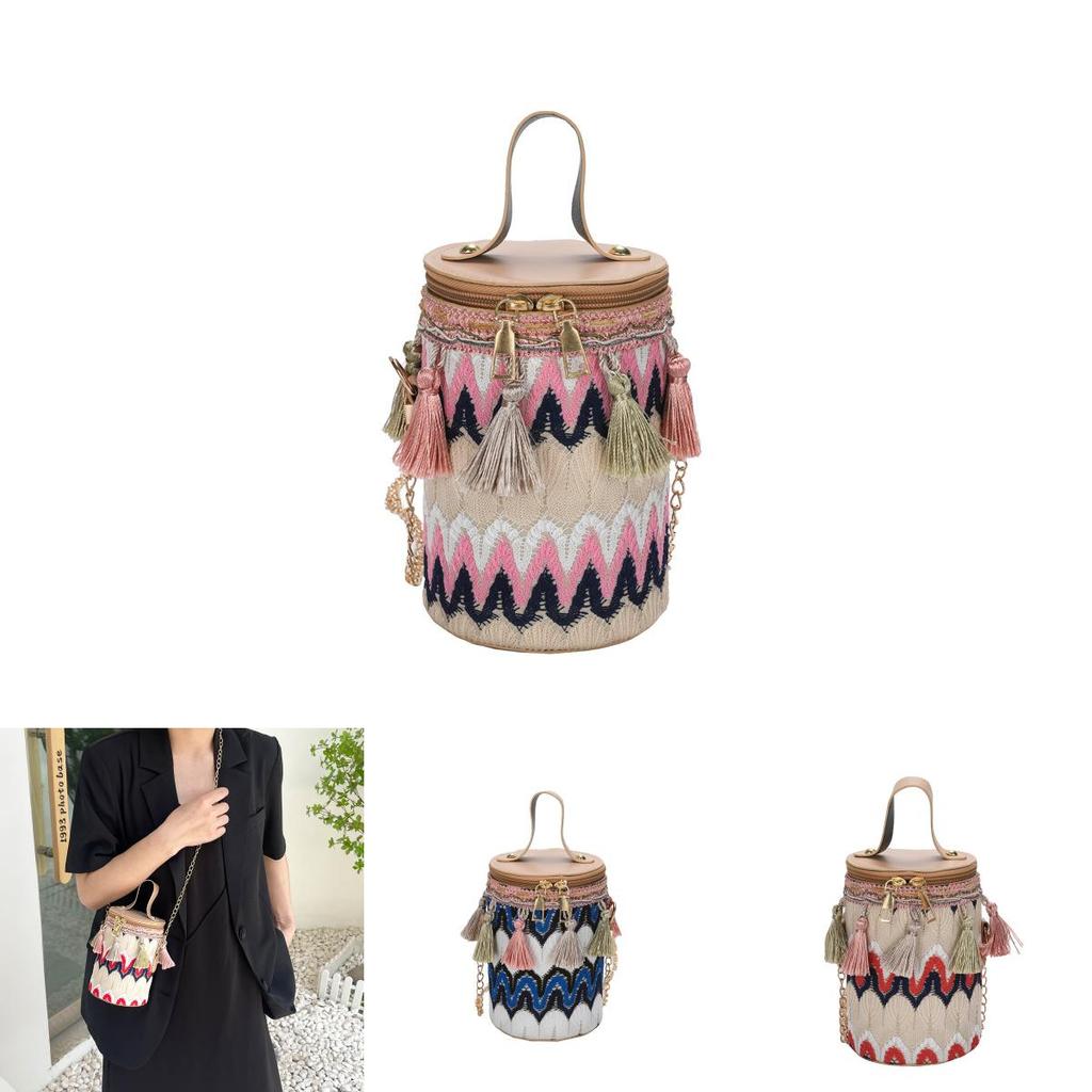 Ethnic Style Shoulder Bag With Chain And Tassels For Summer Outfits