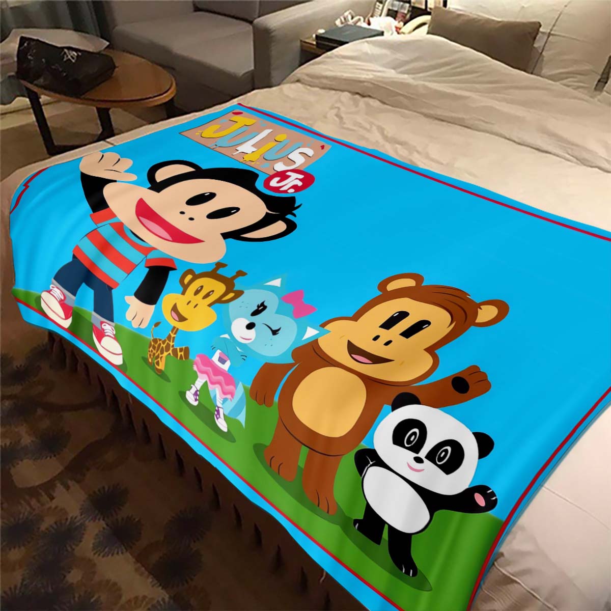 

Cute cartoon P-Paul Frank soft flannel blanket, a comfortable blanket suitable for picnic beds, sofas, home, bedrooms, and as D1 75x90cm