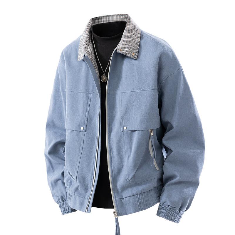 Autumn New Fake Two-piece Lapel Jacket Men's Fashion Casual Lapel Loose Coat