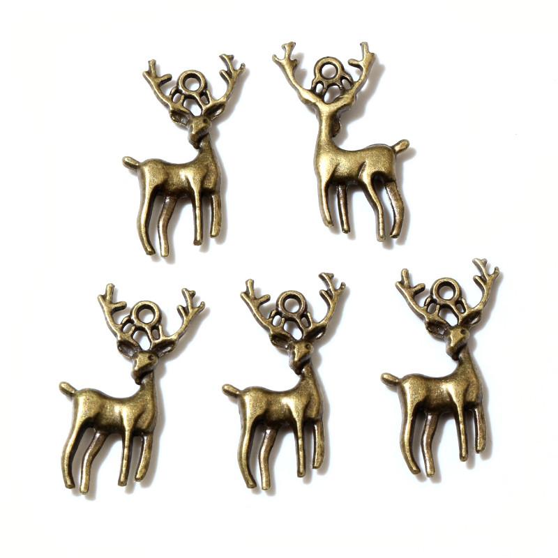 

30pcs 28x13.5mm Bronze Antique Silver Plated Deer Cute Handmade Charms Pendant DIY Jewelry Finddings for Bracelet Necklace античный бронзовый