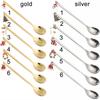 Home Decor Xmas Gifts Christmas Tableware Table Ornament Stainless Steel Coffee Spoon