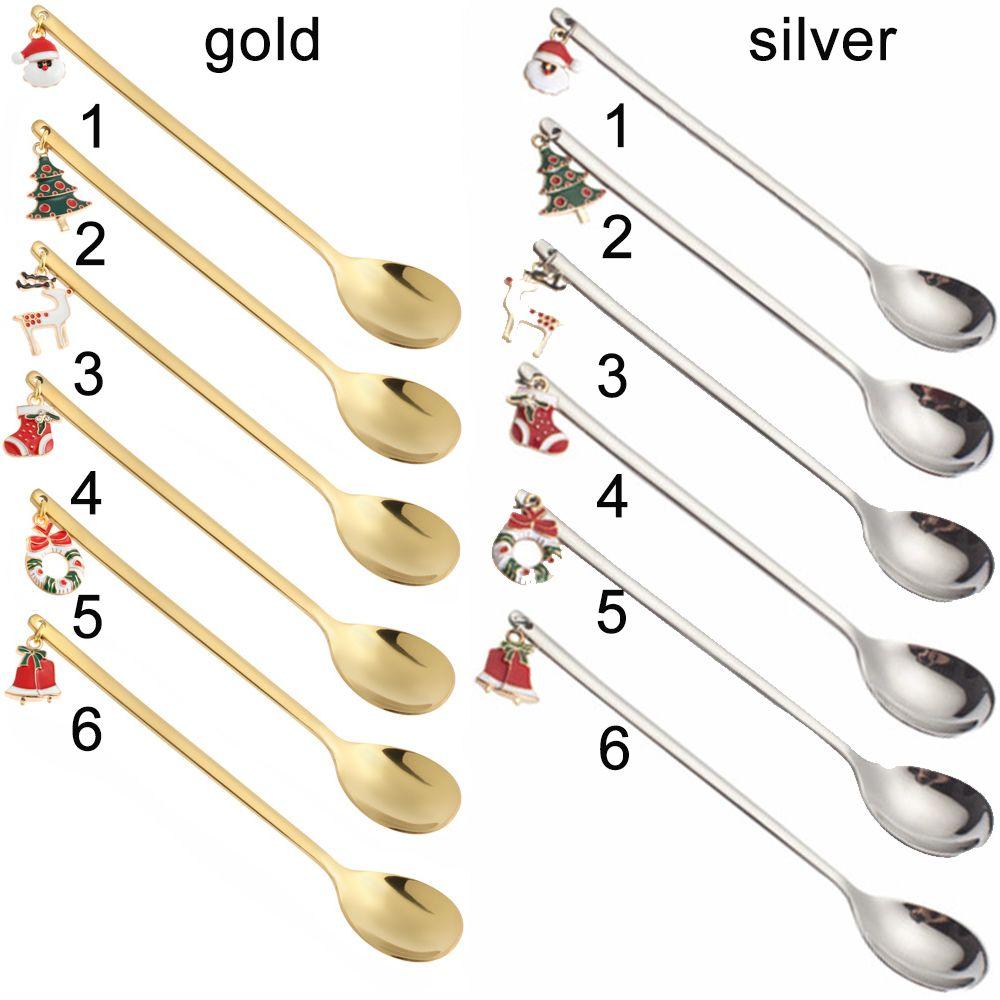Kitchen Xmas Gifts Christmas Table Ornament Tableware Stainless Steel Coffee Spoon