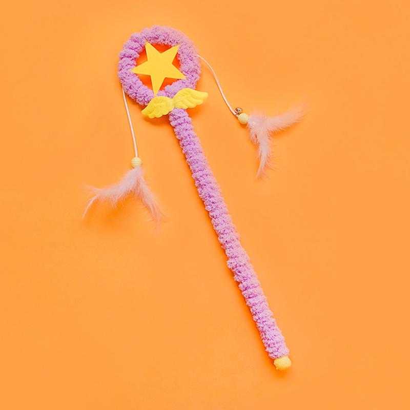 Teaser Feder Spielzeug Kätzchen Lustig Bunt Stab Plüsch Haustier Interaktiver Stick Zubehör