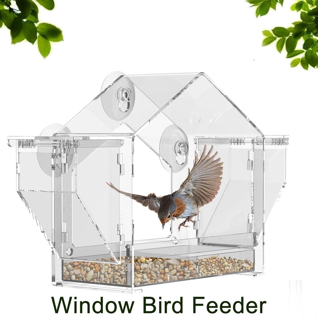 Transparent Window Bird Feeder outdoor hummingbird feeder with 3 Strong Suction Cup Wild Birds,Pigeons Bird cage accessories