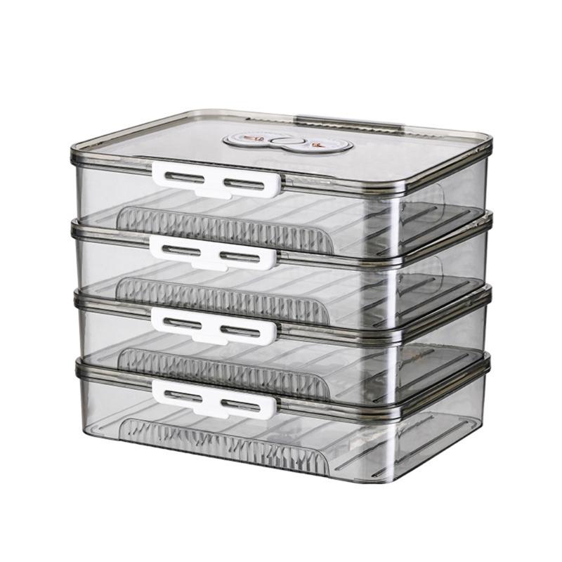 Stackable Dumpling Storage Box With Date Timer for Freezer Use Clear Food Container Set for Kitchen Organization