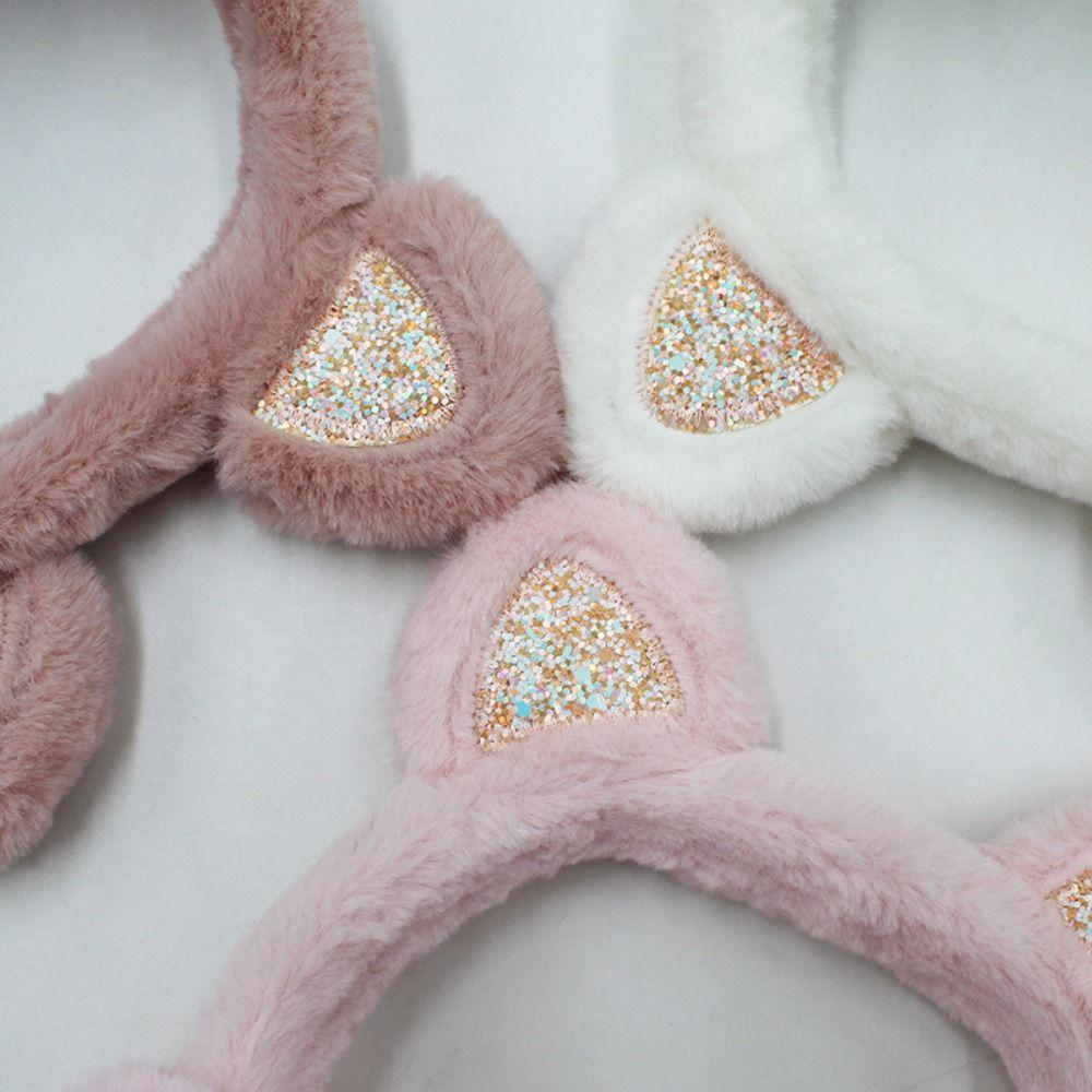 Foldable Faux Fur Ear Warmers Faux Fur Foldable Thermal Earmuffs Cat Ear Earmuffs  Winter Outdoor