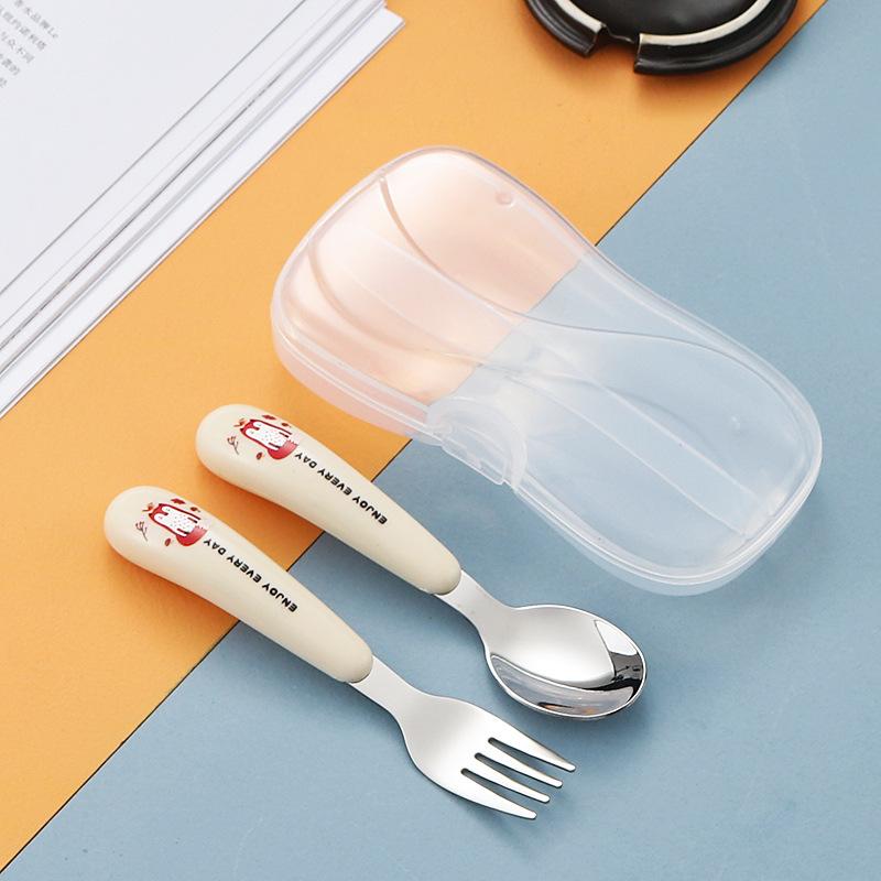 Children s Cutlery Spoon Fork Two-piece Set One Size бежевый