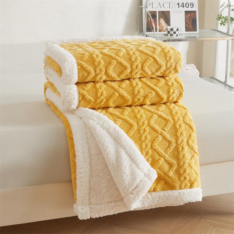 Version Silk Fleece Lamb Fleece Bedroom Living Room Study Thickened Silk Fleece LambFleece Doublesided Blanket