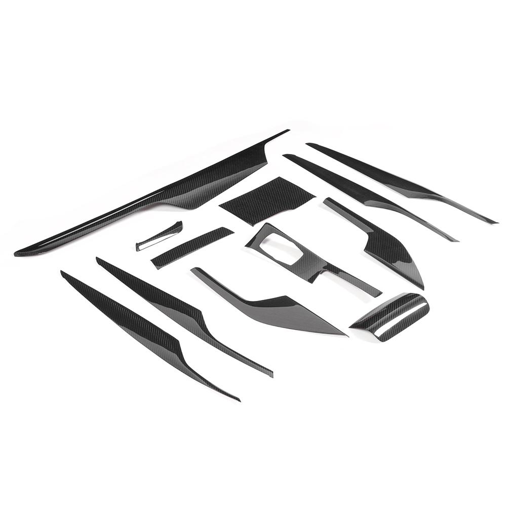 

12pcs Carbon Fiber Car Interior Trim Kit Center Console Decor Air Vent Frame Fit for 5 Series G30 17 23 LHD