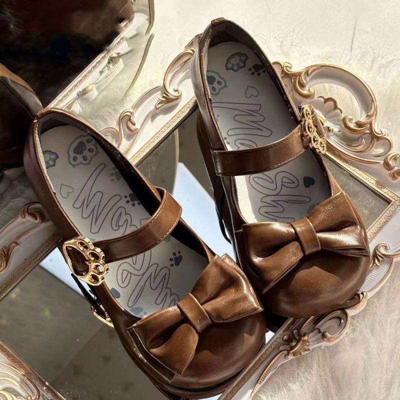 Fashion Cute Bow Versatile Low Heel Round Toe Shallow Mouth Women's Single Shoes