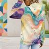 Women Plus Size Colorful Abstract Swirl Printed Long Sleeve Drawstring Hooded Pullover With Kangaroo Pocket