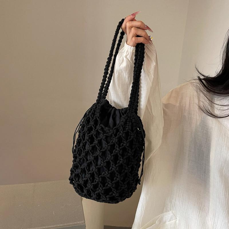 Sommer-Strandtasche für Damen, Netzseil, gestrickt, Eimer, Umhängetaschen, retikuliert, hohl, Reise-Shopper, Totes, Damenmode, Handtaschen