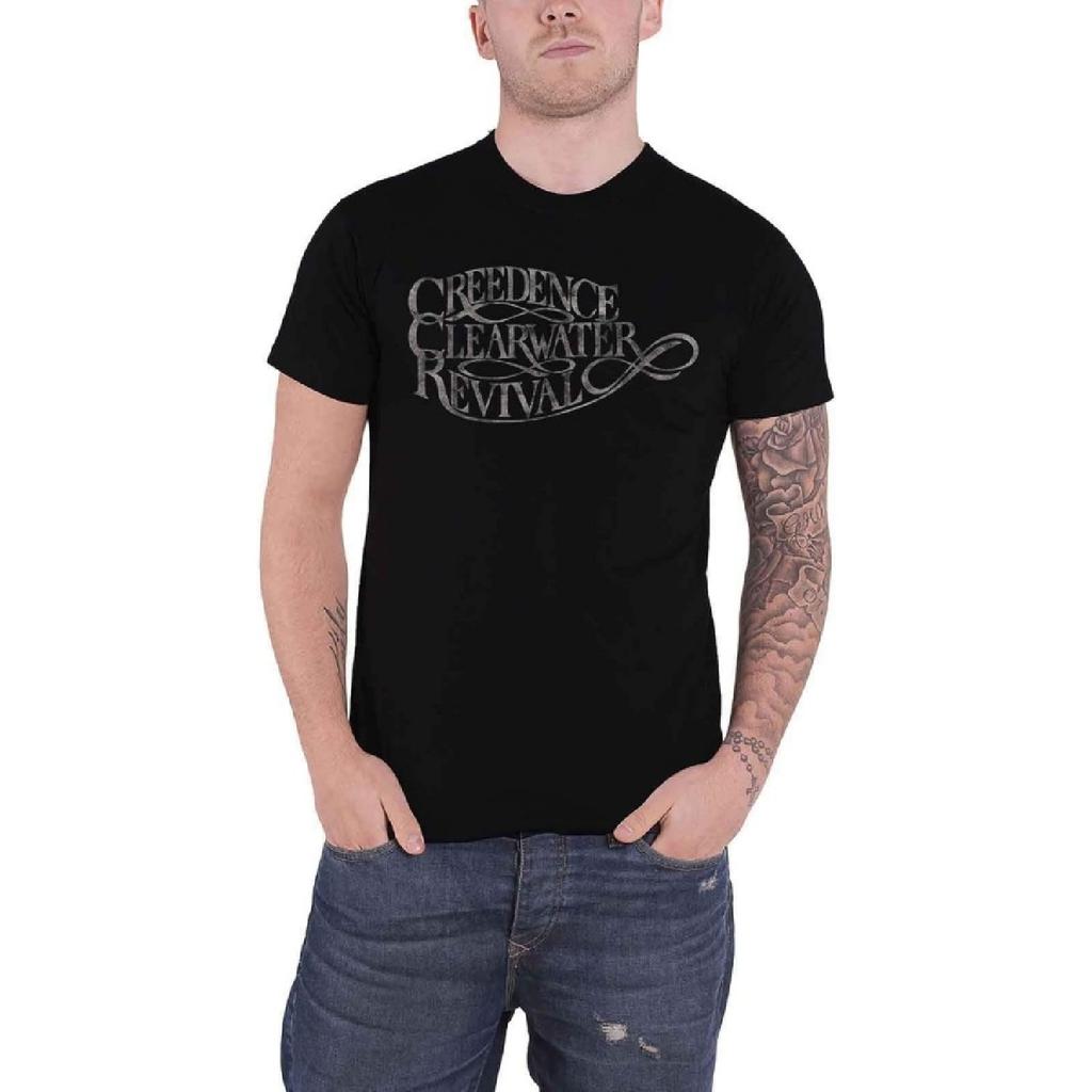 T-shirt Creedence Clearwater Revival Logo Vintage Nuovo Ufficiale Uomo Nero Taglia S