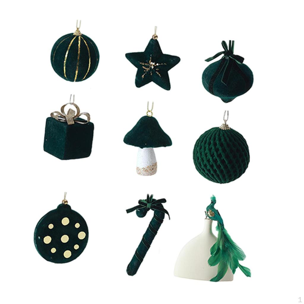 9 Pieces Christmas Balls Ornaments Xmas Tree Decoration DIY Charm Pendants for Outdoor Backyard