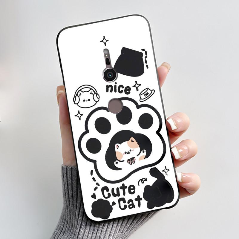 Casing For Sony Xperia XZ2 H8216 H8296 XZ3 H9436 H9493 Case Aesthetic Fashion Cute Cat Shockproof Black Silicone Soft TPU Cover