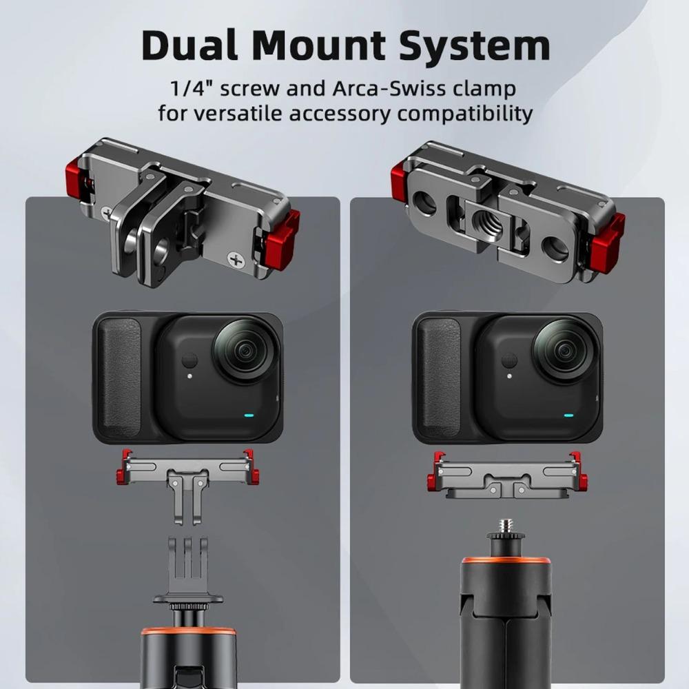 Magnetic Quick Release Adapter Foldable Dual-Claws Base Holder Shockproof Stable Easy Install Portable Accessories for Insta360 GO Ultra Sports Camera