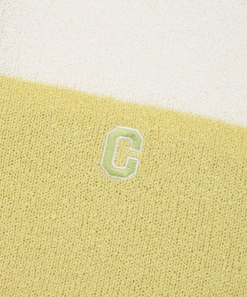 COVERNAT C Logo Rugby Collar Half Knit Lime