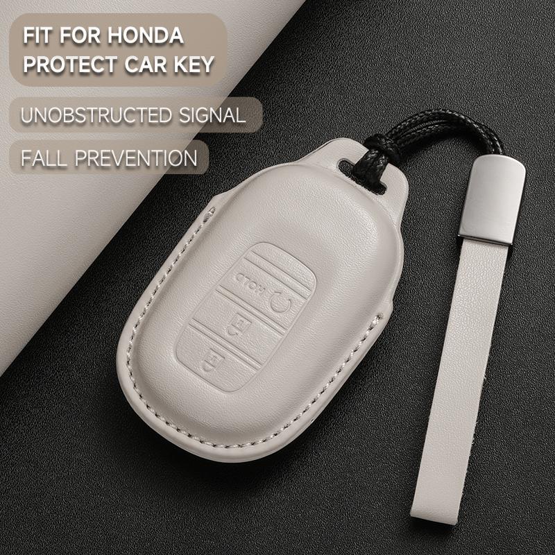 Leather Car Key Cover Case Protection Shell Keychain For Honda Accord Civic 8 10 11 Th Gen HR-V CR-V BR-V Vezel Jazz Freed Pilot