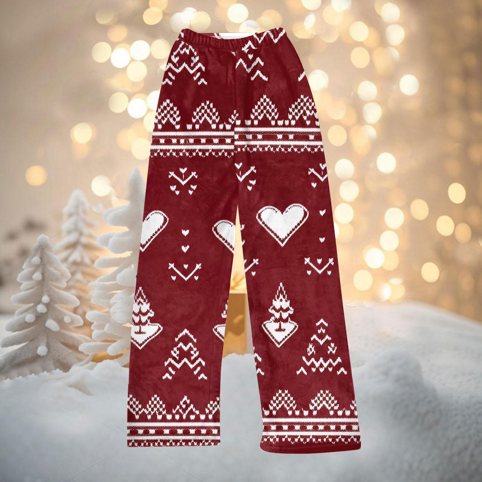 

Женские зимние брюки, длинные брюки, рождественские принтованные брюки XL винный
