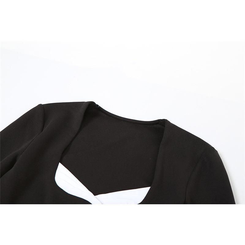 Осенние женские платья с квадратным вырезом и длинными рукавами — фото 14