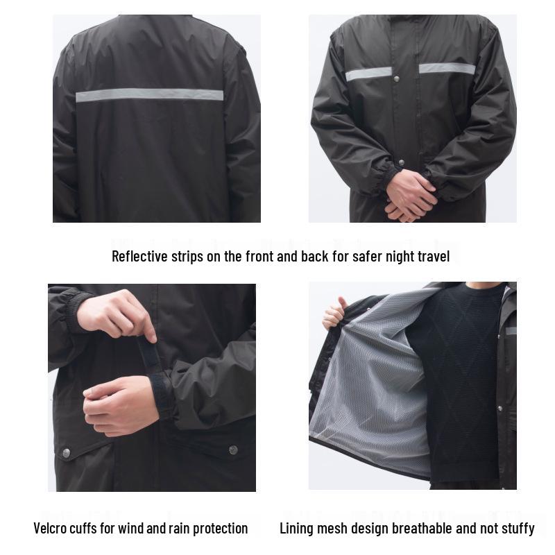 Reflective Raincoat and Pants Set for Electric Motorcycle Riding
