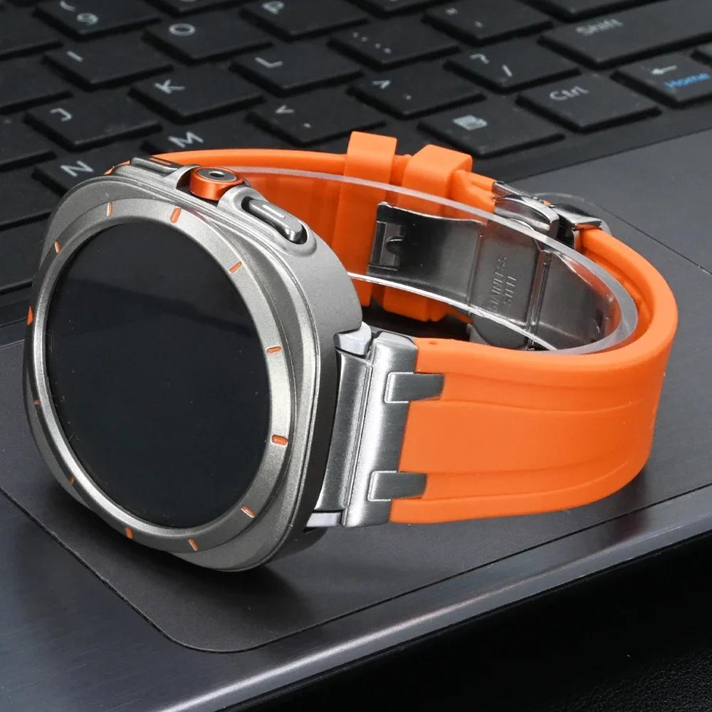 Luxury Silicone Strap+Plastic Case for Samsung Galaxy 7 6 44mm 40mm Sport Men Band for GALAXY Watch 7 6 Change To Ultra Bracelet