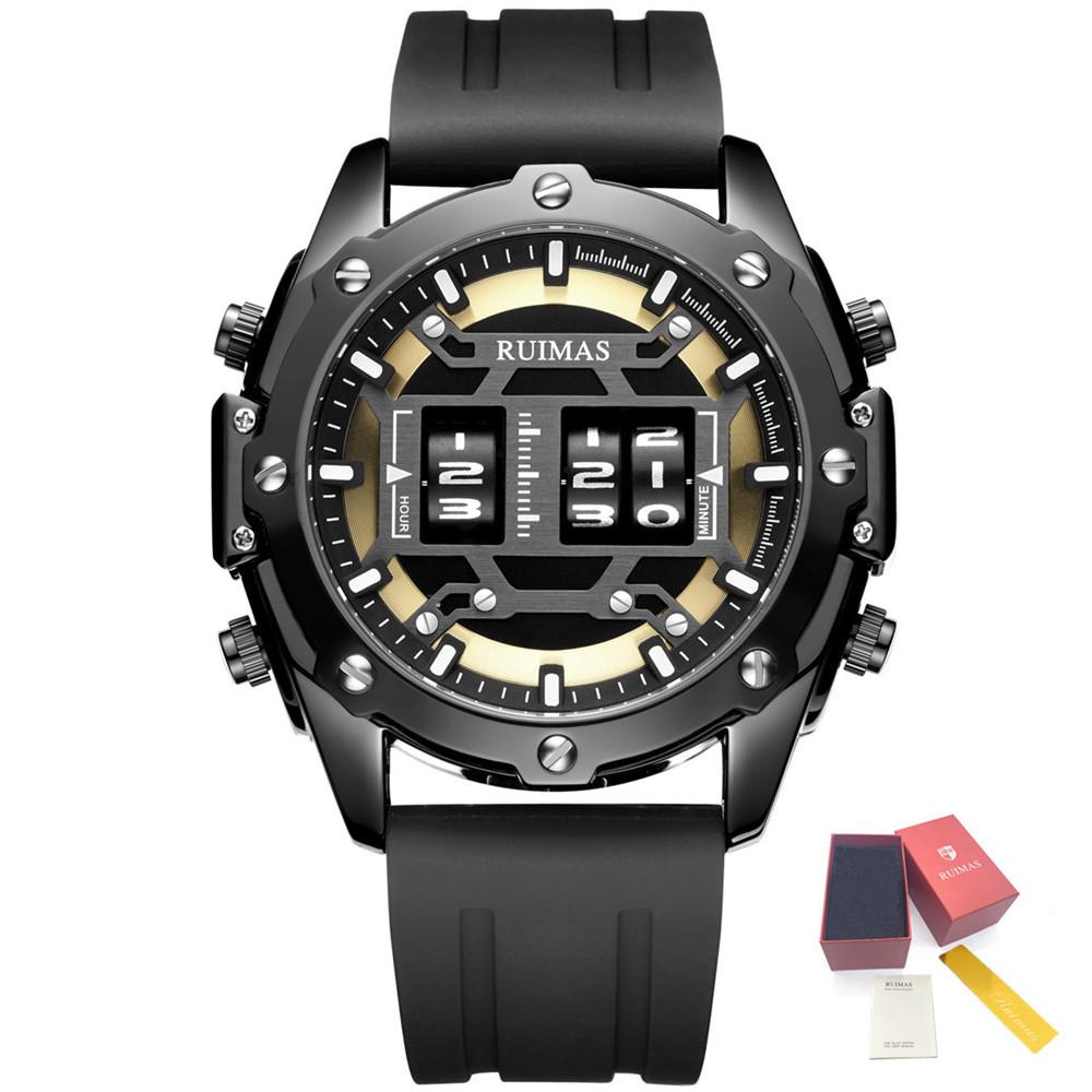 RUIMAS Fashion Mens Watches Roller Pointer Sports Quartz WristWatch Luxury Silicone Strap Waterproof Relogio Masculino 553