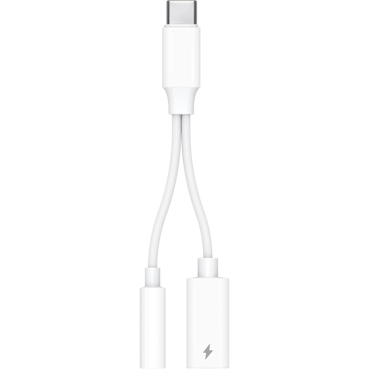

USB-C до 3,5 мм аудіо Aux адаптер - 384 кГц Hi-Fi стерео та 60 Вт швидка зарядка - Кабель Type C до гнізда для навушників для iPhone Samsung Galaxy iPad білий