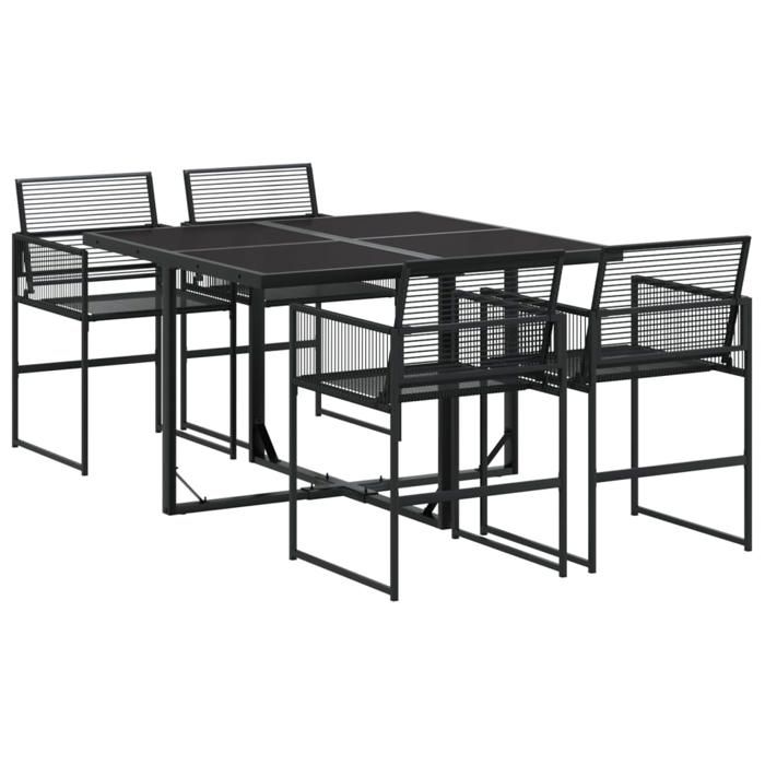 VidaXL Ensemble à manger de jardin 5 pcs Noir Résine tressée, ensemble de salle à manger d'extérieur, meuble de salle à 3295033