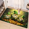 Valentine St. Patrick's Day Door Mat Carpet, Green Forest Dwarf Golden Clover Print Non-Slip Flannel  Kitchen Living Room Decor