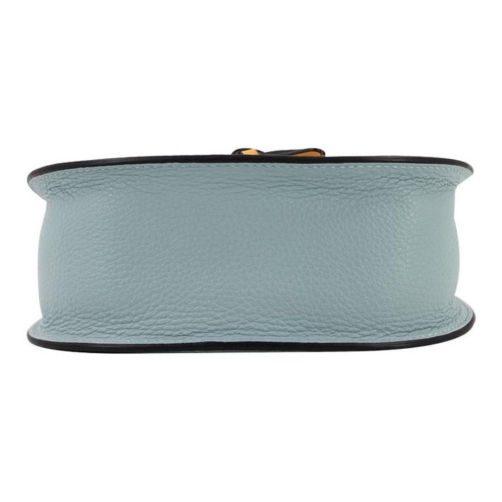 Coach Remi 17 Color Block Leather Saddle Bag Women Shoulder Bag Khaki White Sky-Blue 1330-SVUM