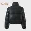 Winter Women Jacket Thickened Padded Stand Collar Neck Protection Windproof Heat Retention Solid Color Zip-up Long Sleeves Down Coat