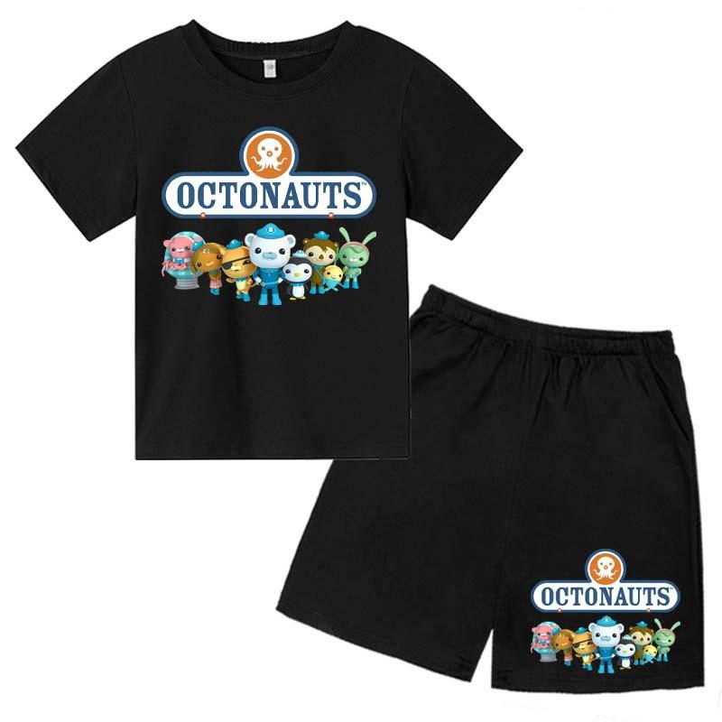 Dziecięce Octonauts Kreskówkowy Nadruk Lato Słodkie Oddychające T-shirty+Spodenki 2-częściowe Garnitury 2-13 Lat Chłopcy Dziewczynki Stroje Dziecięce Zestawy Ubrań