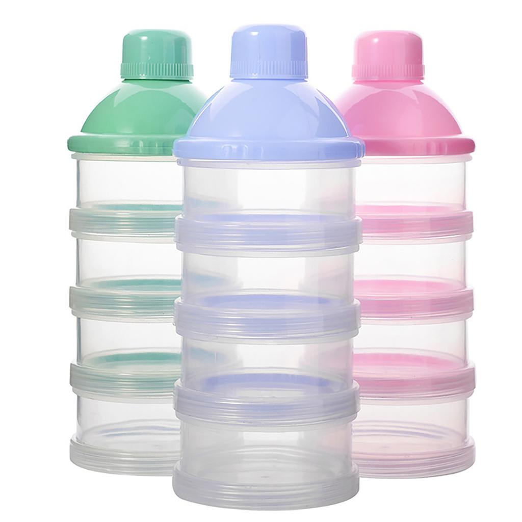 Infant Formula Dispenser with 4/5 Separate Sections Baby Food Storage Box Leakproof Toddler Milk Powder Container