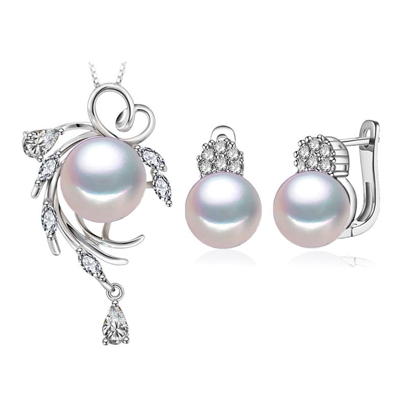 

LSOOYH черный натуральный пресноводный жемчуг ожерелье геометрические серьги-клипсы для женщин комплекты украшений из жемчуга белый