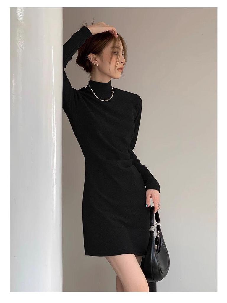 Women's Knitted Velvet Dress - Autumn/Winter, Thick, Luxurious, Short Skirt, Ideal as a Base Layer