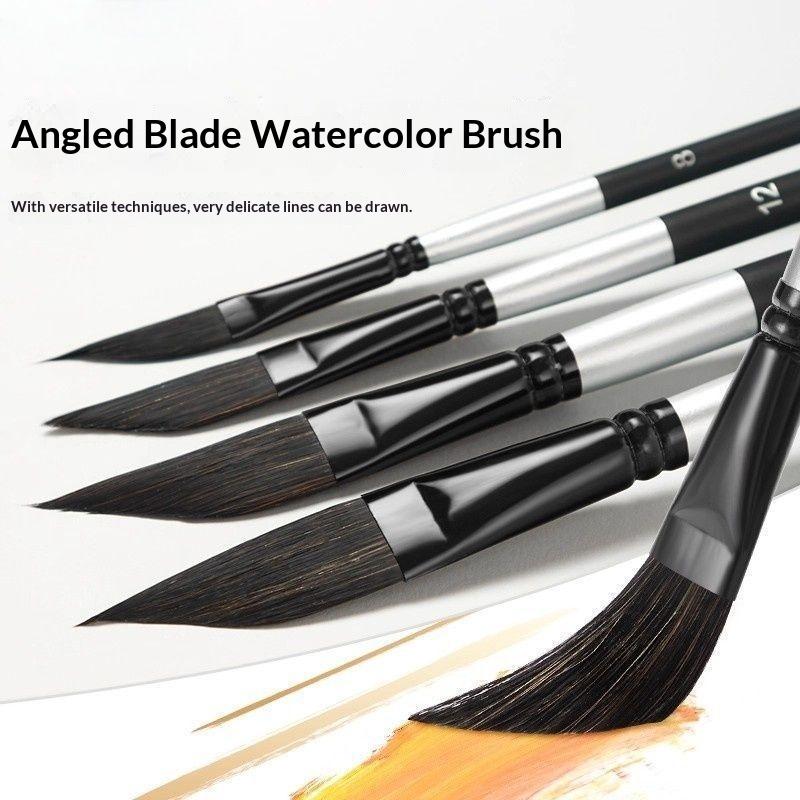 1/4Pcs Hand-Painted Art Drawing Brush Pull Wire Paint Brush Gouache Nylon Hair Knife-Shaped Watercolor Pens Water Painting Pen