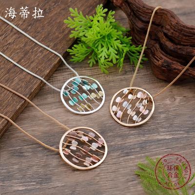 New Enamel Color Hollow Geometric Petal Pendant Women's Fashion Simple Butterfly Petal Neck Chain