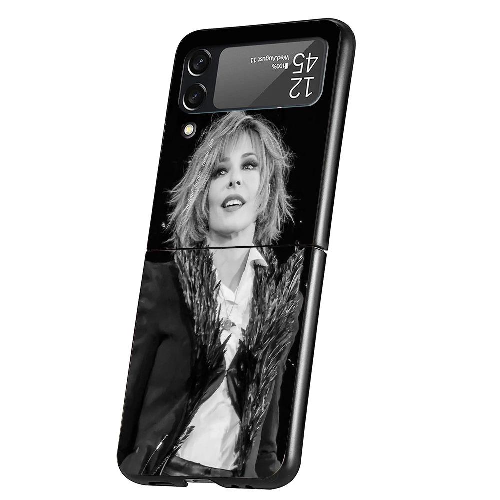 Mylene Farmer Cover Phone Case For Samsung Galaxy Z Flip 7 6 5 4 3 5G Flip7 Flip6 Flip5 Flip4 Flip3 Black Fundas Shell