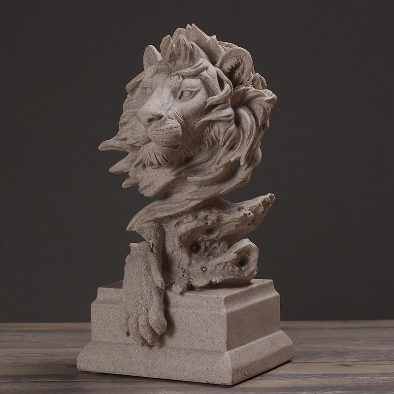 

Animal Sculpture Sandstone Lion Ornaments Creative Decoration Porch Study Room Living Room Crafts Ornaments