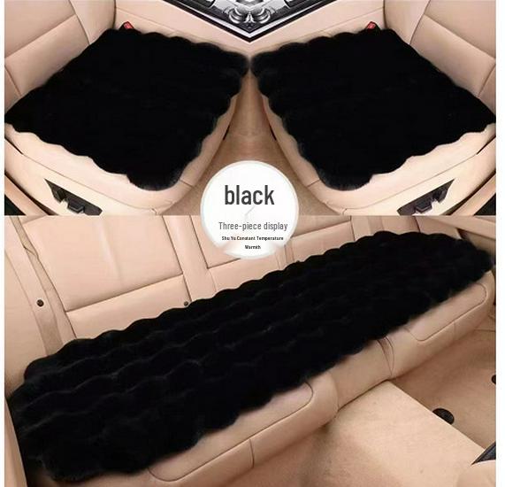 Winter Velvet Car Seat Cushion Set - Thickened Plush, Warm, 3-Piece with Backrest