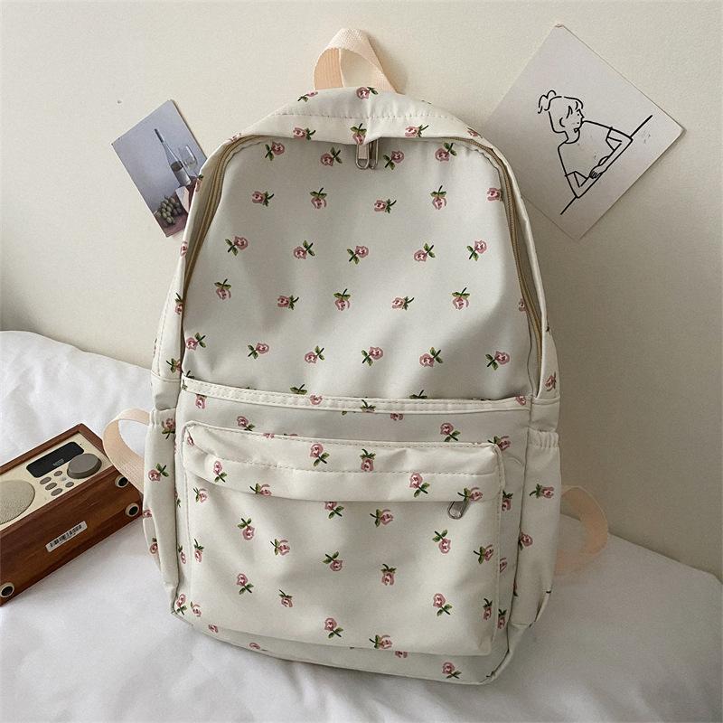 Cartella: Zaino floreale giapponese stile soft girl per bambine, borsa scolastica fresca stile coreano INS, zaino per scuola superiore