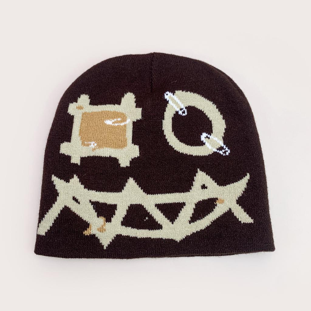 Autumn And Winter American Personality Pin Jacquard Knitted Hat Men And Women Warm Halloween Street Cold Hat Pullover Hat