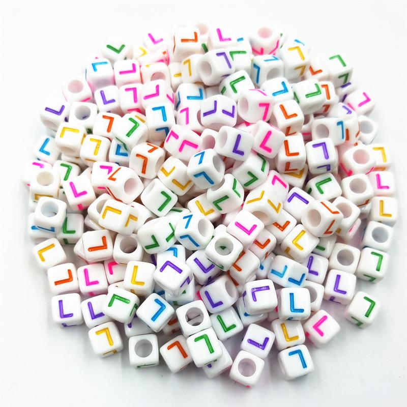 100 Pcs 6mm Acrylic Cube 26 Letters/Alphabet Colorful Loose Beads DIY Jewelry