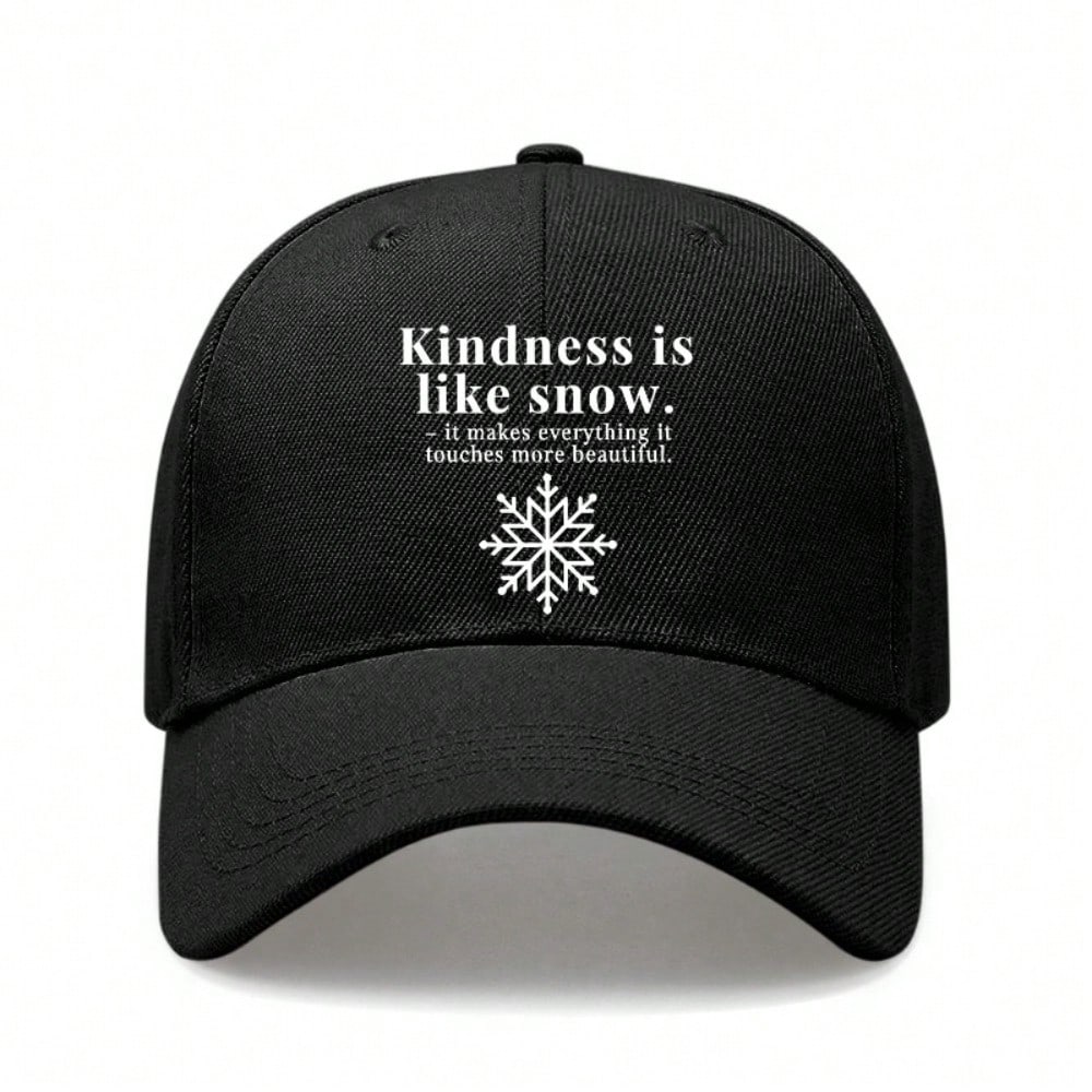 [ Baseball Cap] Kindness Snow Print Adjustable Polyester Soft Fabric Breathable Lightweight Unisex Casual Daily Wear Baseball Hat - Dad Hat, Sun Cap чёрный