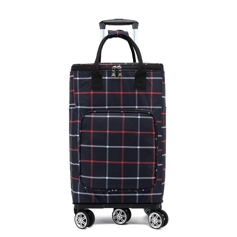 Folding Portable Grocery Shopping Cart with Bag - Household Supermarket Trolley