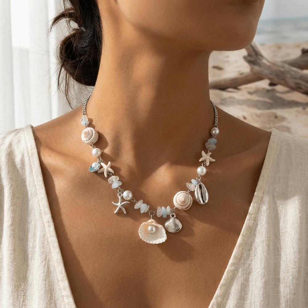 Zinc Zinc Alloy Ocean Themed Necklace Sweet Cool Chain Necklace Aesthetic Shell Pearl Choker Vacation
