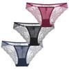 White Fang Set of Lace Sexy TT209S3 Women's 3-Piece Panties, See-Through Lingerie, (3-Piece Set, Q)