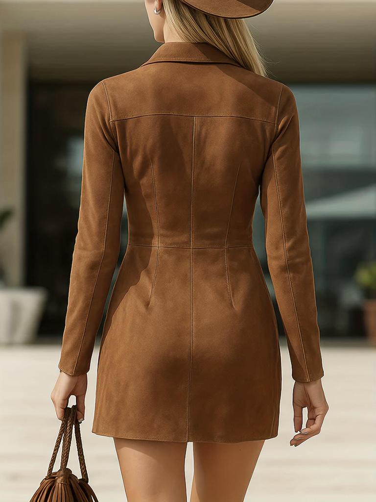Western Cowboy Style Women's Suede Tassel Slim Fit Long Sleeve Dress (2025)