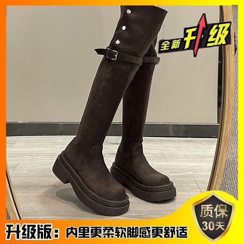 Two Wear Folded Thick-soled Boots for Children, New Thick-heeled Knee Knight Boots In Autumn and Winter 2025, Spring and Autumn